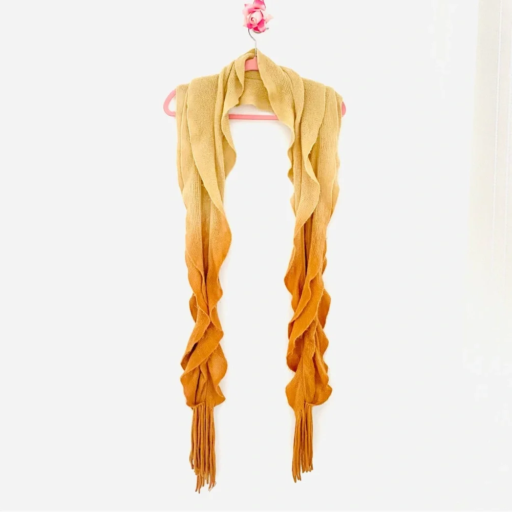 💕Pretty Ombre Brown Ruffled Scarf SZ OS